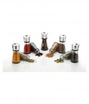 profilineindia - Profiline 6 Slots Seasoning Rack Spice Pots Clear Seasoning Rack Spice Pots 6pcs Acrylic Box Storage Container Condiment Jar