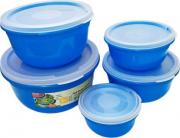 profilineindia - Ratan Food Storage Containers-5 - 1800 ml, 620 ml, 3000 ml, 1020 ml Plastic Grocery Container  (Pack of 5, Blue)