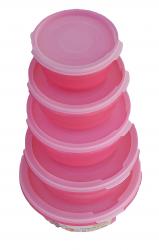 profilineindia - RATAN FOOD STORAGE CONTAINERS-5 - 1800 ML, 620 ML, 3000 ML, 1020 ML PLASTIC GROCERY CONTAINER (PACK OF 5, Pink)